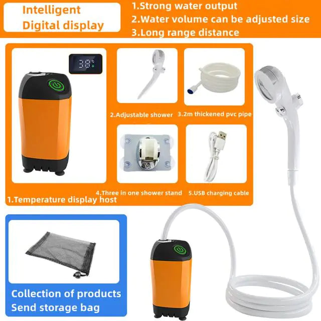 Portable Rechargeable Shower Set take a shower outdoors shower solution for campers, hikers, travelers