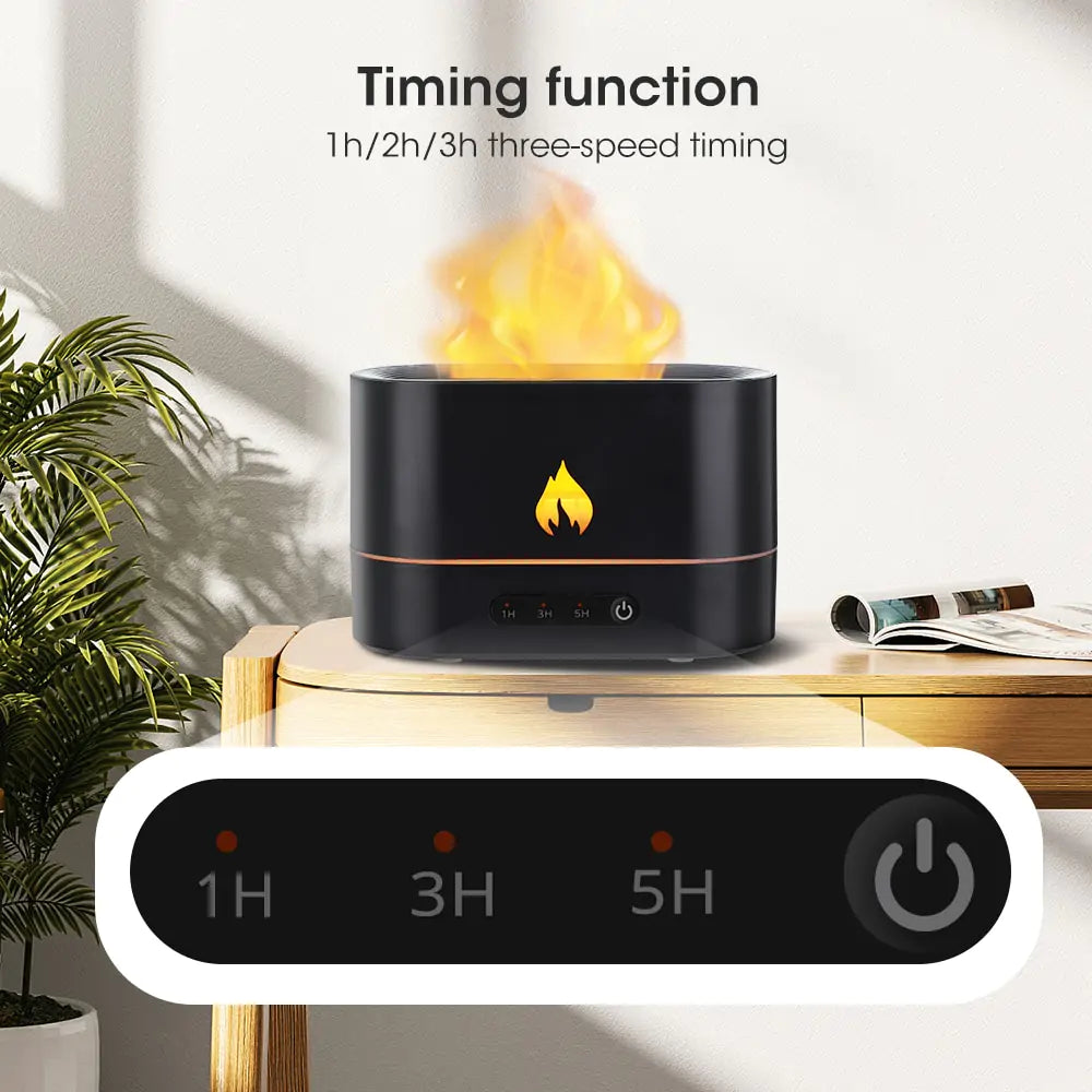 Double Color Flame Diffuser essential oil diffuser uses ultrasonic aromatherapy atomization to create a fragrant and relaxing atmosphere