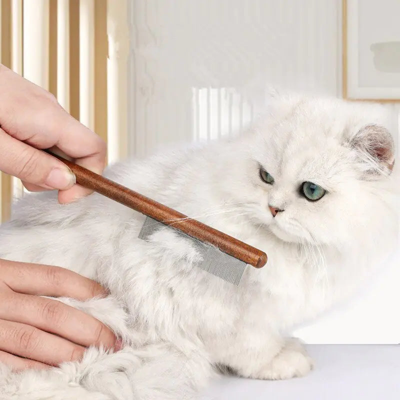 Cat Comb is a stainless steel combs with wooden handles are often popular choices for pet Cat Dog grooming tools