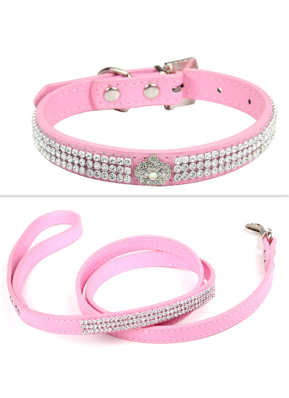 Elegant Pet Dog Cat Collar Pet Collar Leash Set adjustable suede leather puppy dog cat collar leash set