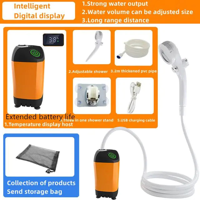 Portable Rechargeable Shower Set take a shower outdoors shower solution for campers, hikers, travelers