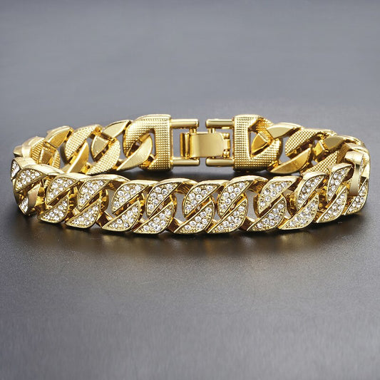 Miami Gold or Silver Color Curb Cuban Chain Bracelet perfect for an elegant jewelry