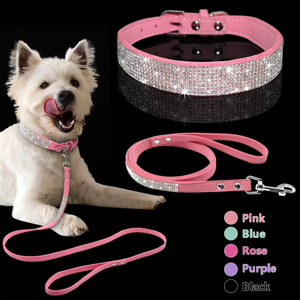 Elegant Pet Dog Cat Collar Pet Collar Leash Set adjustable suede leather puppy dog cat collar leash set