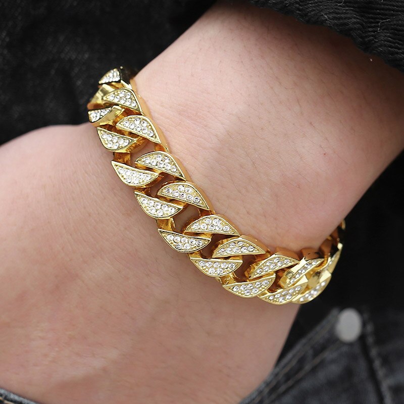 Miami Gold or Silver Color Curb Cuban Chain Bracelet perfect for an elegant jewelry