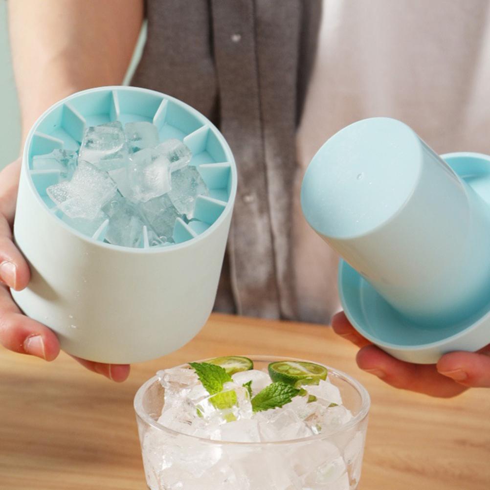 Silicone Cylinder Portable Ice Maker Bucket produces up to three batches of ice in as little as 15 minutes always have cold drinks on hand