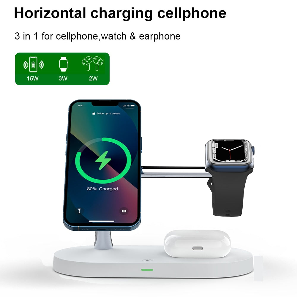 3-in-1 Wireless Magsafe Charger Stand iPhone 12/13 Pro Max, Apple Watch, and AirPods Pro