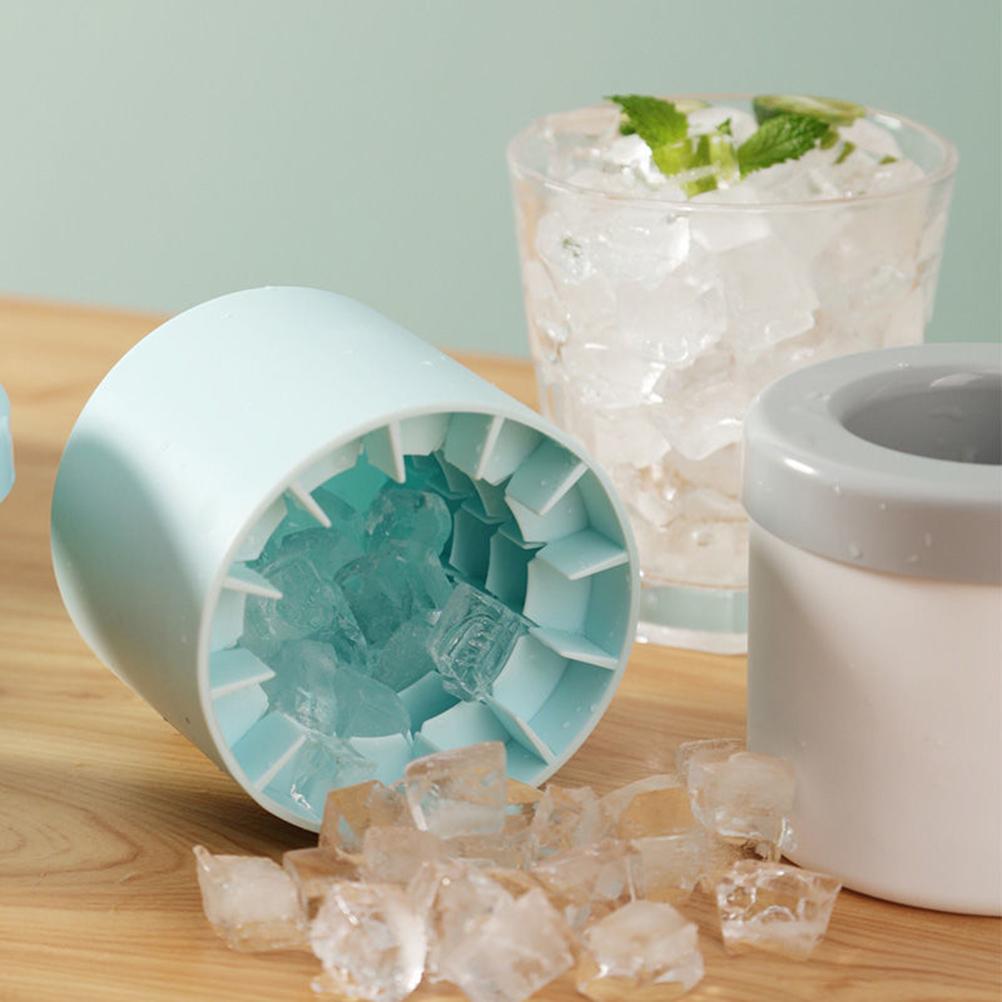 Silicone Cylinder Portable Ice Maker Bucket produces up to three batches of ice in as little as 15 minutes always have cold drinks on hand