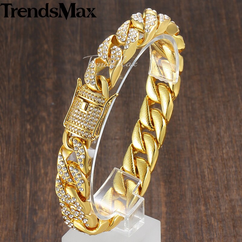 Miami Gold or Silver Color Curb Cuban Chain Bracelet perfect for an elegant jewelry