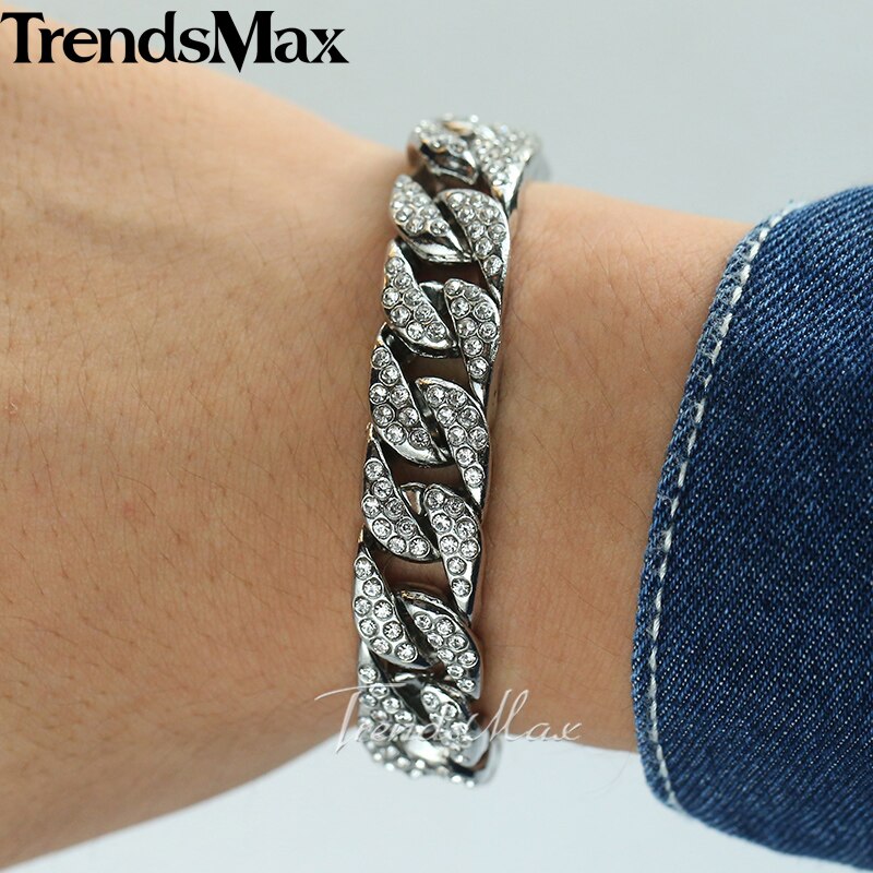 Miami Gold or Silver Color Curb Cuban Chain Bracelet perfect for an elegant jewelry