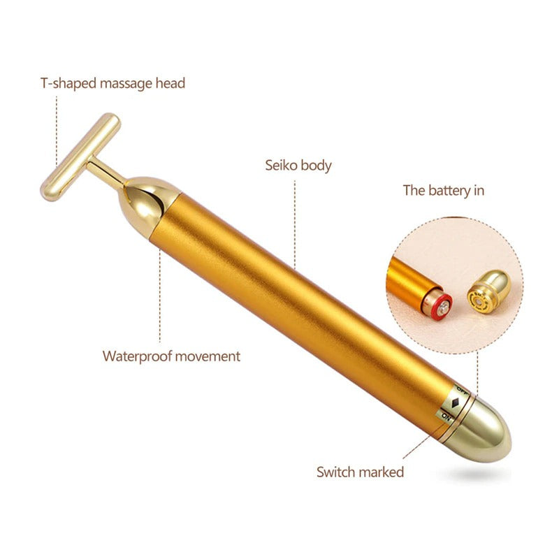 Energy 24K Gold T Beauty Bar Facial Roller Massager-An anti-bacterial material which is safe for you skin