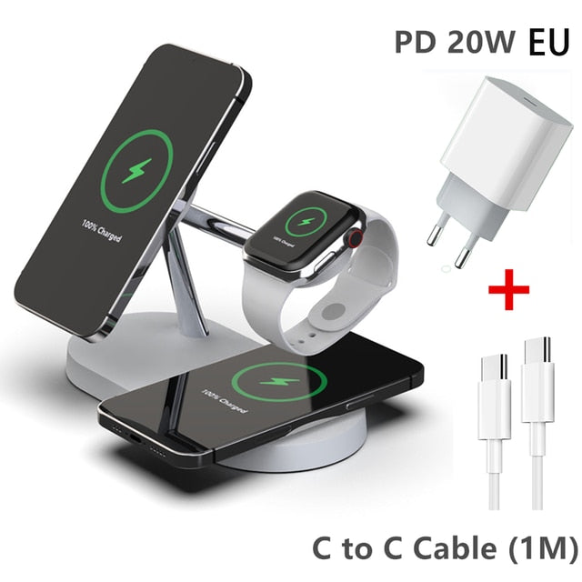 3-in-1 Wireless Magsafe Charger Stand iPhone 12/13 Pro Max, Apple Watch, and AirPods Pro