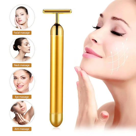 Energy 24K Gold T Beauty Bar Facial Roller Massager-An anti-bacterial material which is safe for you skin