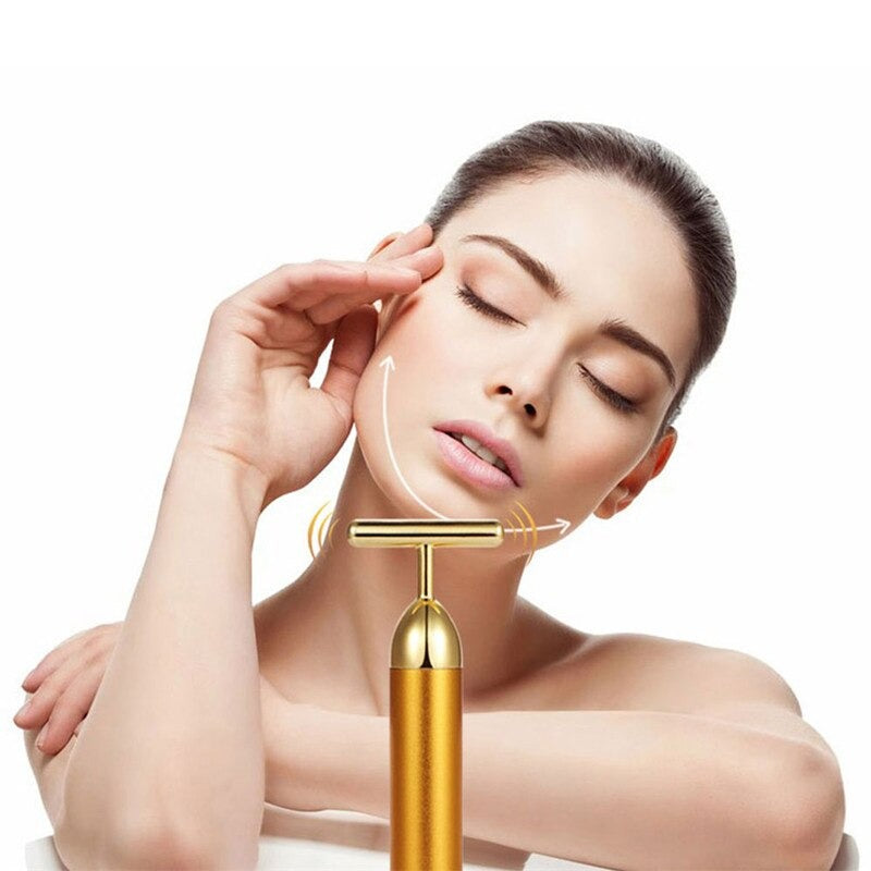 Energy 24K Gold T Beauty Bar Facial Roller Massager-An anti-bacterial material which is safe for you skin